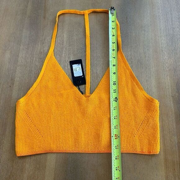 Rag & Bone Womens Soleil Bra Crop Top XL‎ Golden Yellow Ribbed Knit - Picture 14 of 14